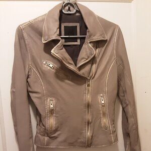 Mauritius Sofia Leather Jacket Taupe/Light Gray